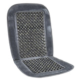 Funda de asiento gris con cuentas de madera para el asiento del coche