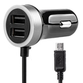 Cargador USB para coche con microUSB y dos puertos USB