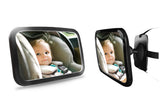 Espejo retrovisor para bebé de coche en color negro, montado en el reposacabezas