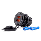 Cargador USB impermeable con dos puertos USB e iluminación roja
