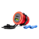 Cargador de teléfono impermeable con USB y USB-C para 12/24 V