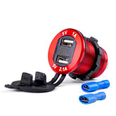 Cargador USB impermeable con voltímetro digital para 12-24 V