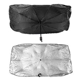 Parasol plegable gris y negro para el parabrisas del coche