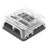 Caja de fusibles con 6 alojamientos para fusibles e indicador LED de fallo