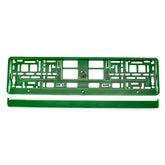 Portamatrículas en verde metalizado, juego frontal