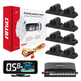 Sistema de aparcamiento con pantalla LED 3D y ocho sensores negros de 19 mm
