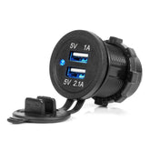 Cargador USB impermeable con indicador LED azul