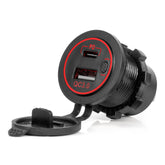 Cargador de teléfono impermeable de 12/24V con puertos USB y USB-C