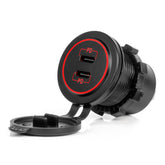 Cargador de teléfono impermeable con dos puertos USB-C para 12/24 V