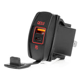 Cargador de coche impermeable tipo marinero con USB y USB-C