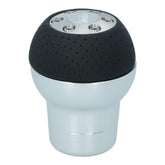 Pomo de cambio Carpoint en aluminio/cuero negro, redondo