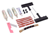 Kit de reparación de neumáticos tubeless con CO2 y 17 piezas