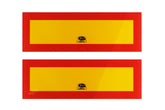 Placa trasera reflectante para vehículo con fondo reflectante amarillo