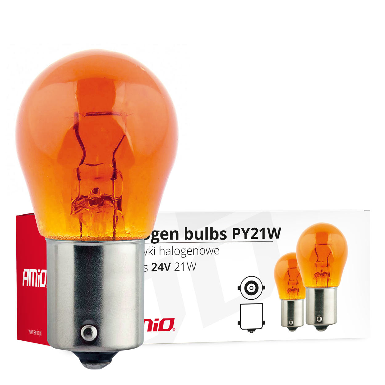 PY21W halogenpære 24 V 21 W i amber med BAU15S-fatning
