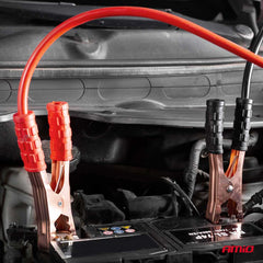 Cables de arranque rojos y negros para batería con funda