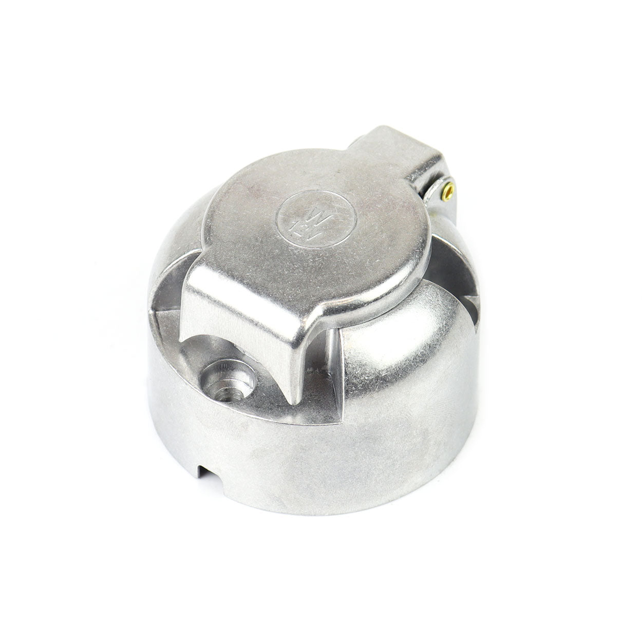 Conector de remolque de 7 polos en aluminio visto desde otro ángulo