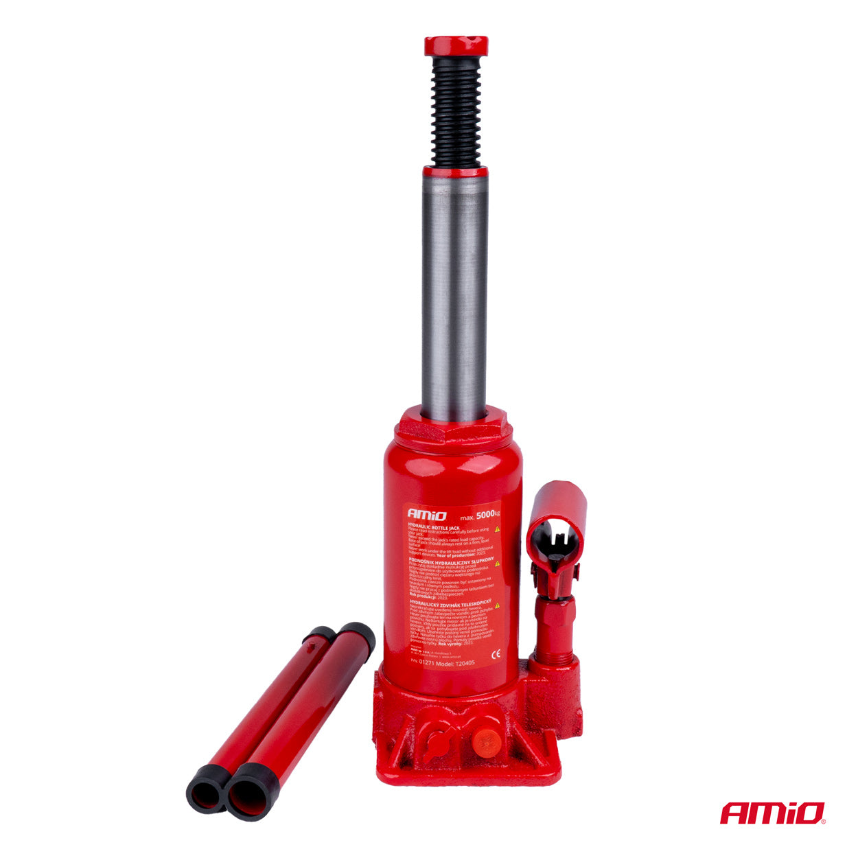 Hydraulisk flaskedonkraft set fra siden
