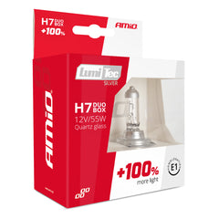 Paquete de 2 bombillas halógenas H7 LumiTec Silver.