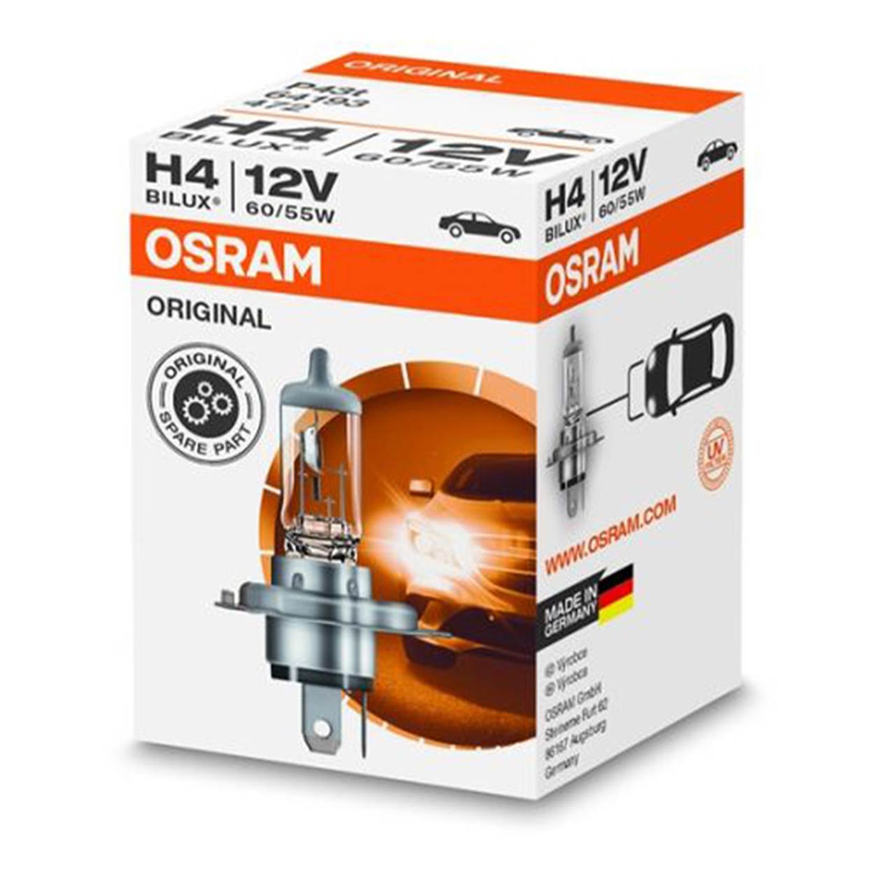 Bombilla halógena Osram H4 12V 60/55W con casquillo P43t