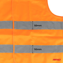 Chaleco reflectante naranja con bandas reflectantes grises