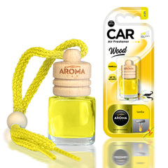 Aroma Wood ambientador para coche con aroma a vainilla, frasco de cristal y tapón de madera