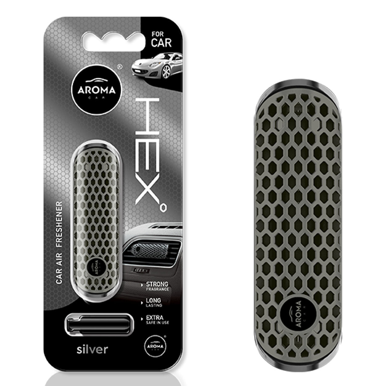 HEX Silver polymer bilduft til ventilationsrist