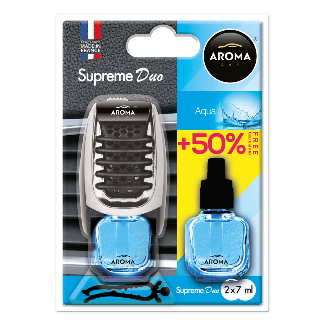 Aroma Supreme Duo Aqua ambientador para coche con clip para rejilla de ventilación