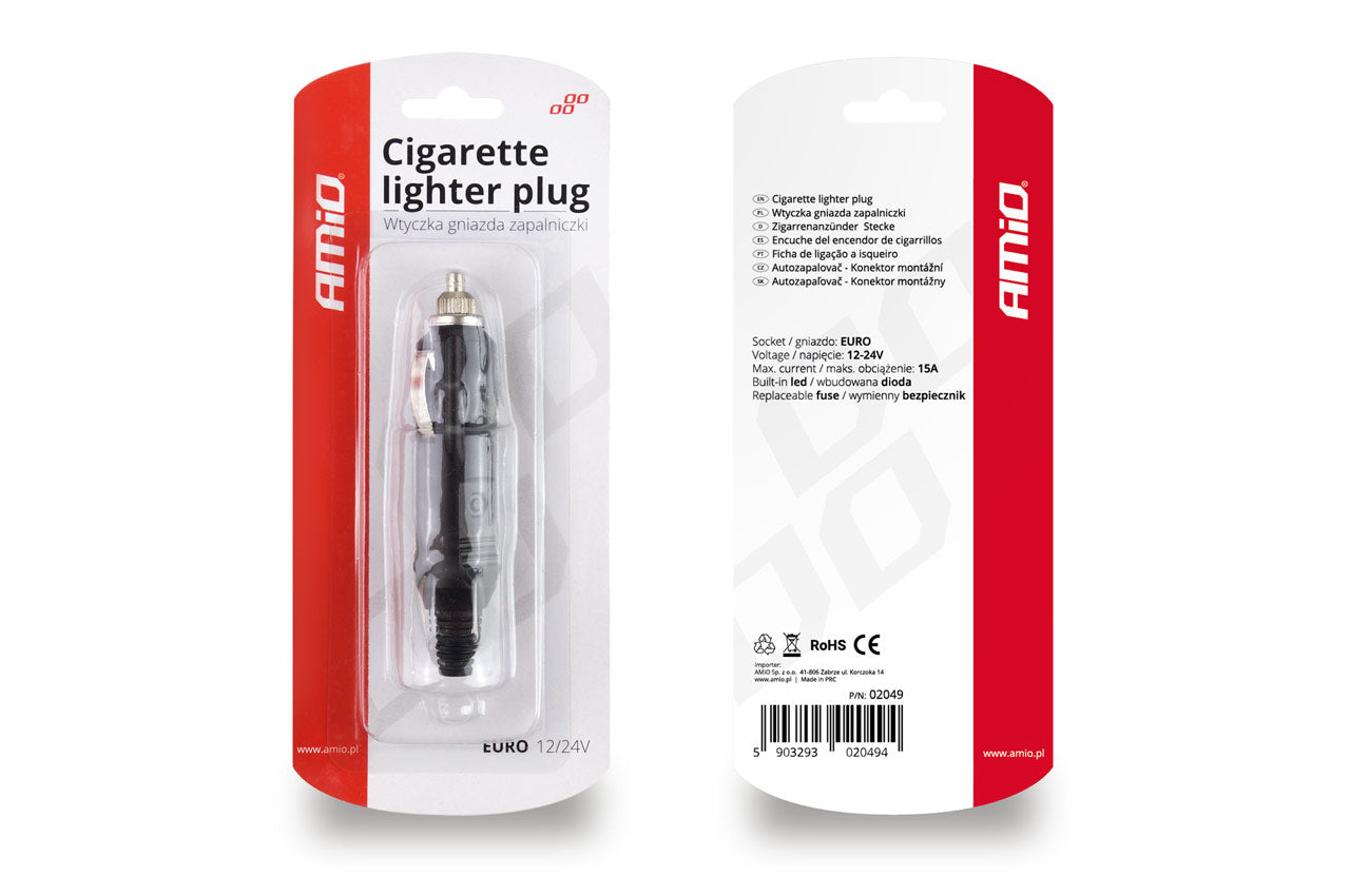 Detalle del enchufe de mechero EURO con LED y fusible