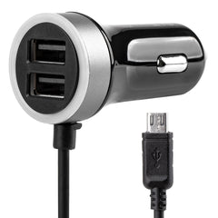 Cargador USB para coche con microUSB y dos puertos USB