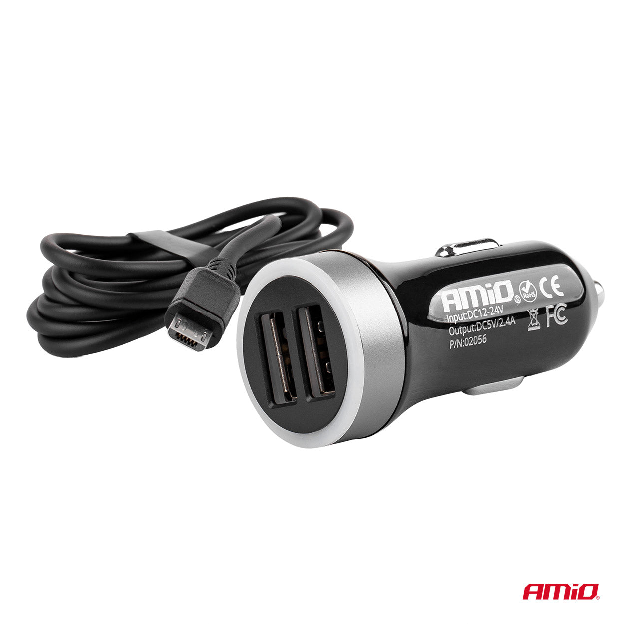 Cargador USB para coche con entrada de 12/24 V