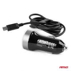 Cargador USB con microUSB y dos puertos USB