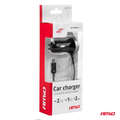 Cargador USB para coche con 2 x 1,2 A o 1 x 2,4 A