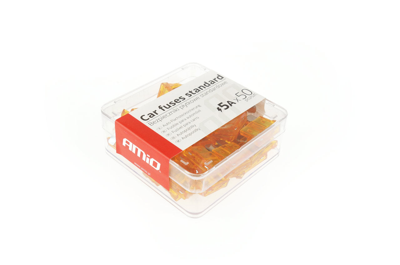 Æske med standardbilsikringer på 5 A, 50 stk.