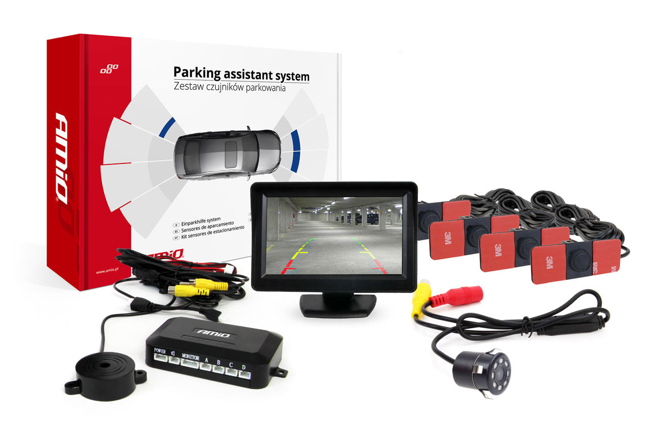 Parkeringsassistent med fire sorte HD-307-IR-sensorer