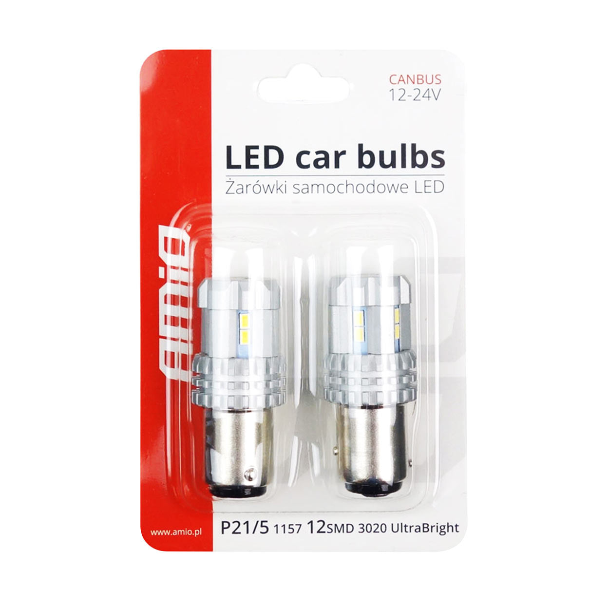 Hvid LED-pære med BAY15D-fatning