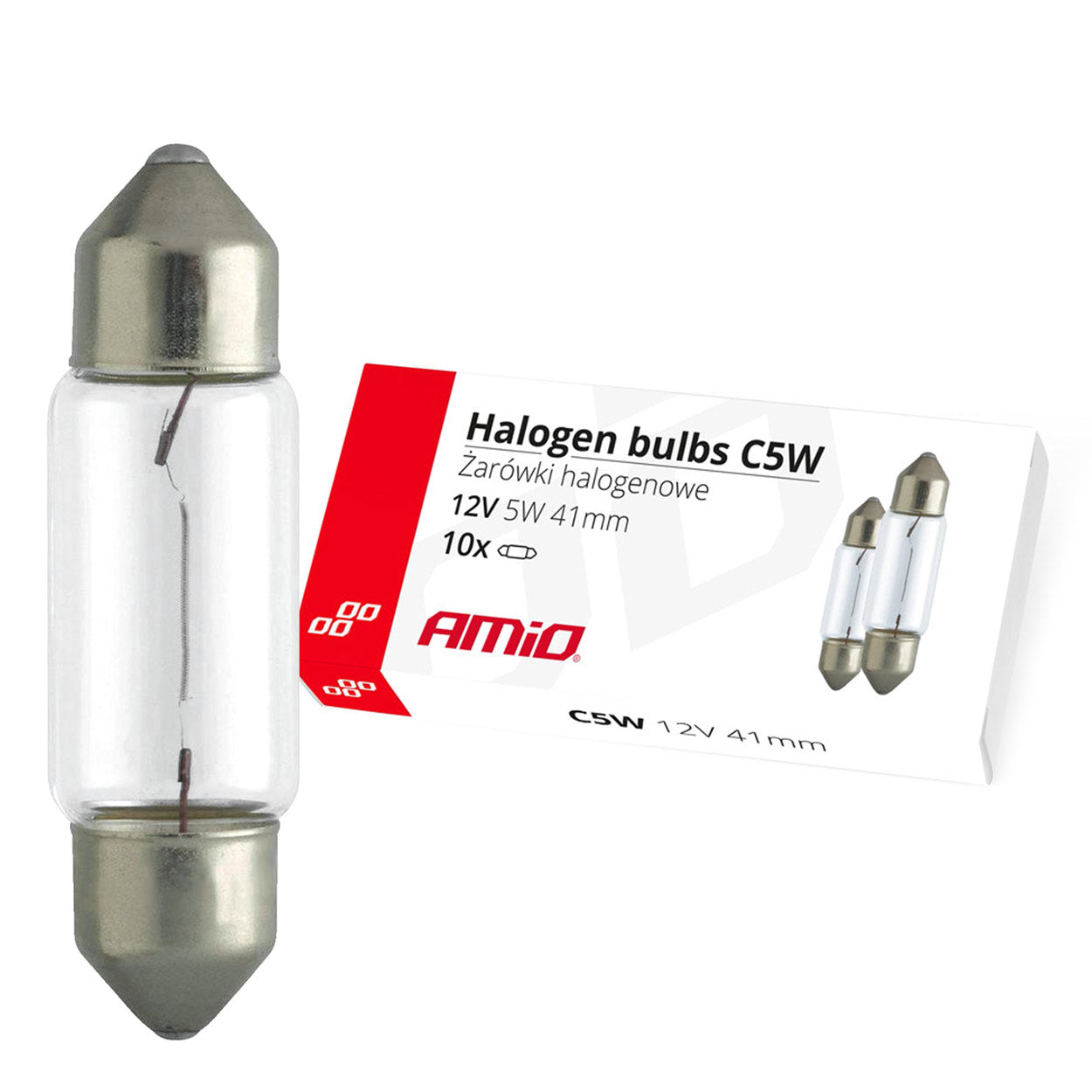 C5W festoon-halogenpærer 41 mm 12V 5W, 10 stk.