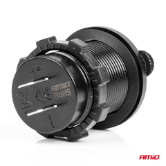 Cargador USB para coche de doble puerto con iluminación roja