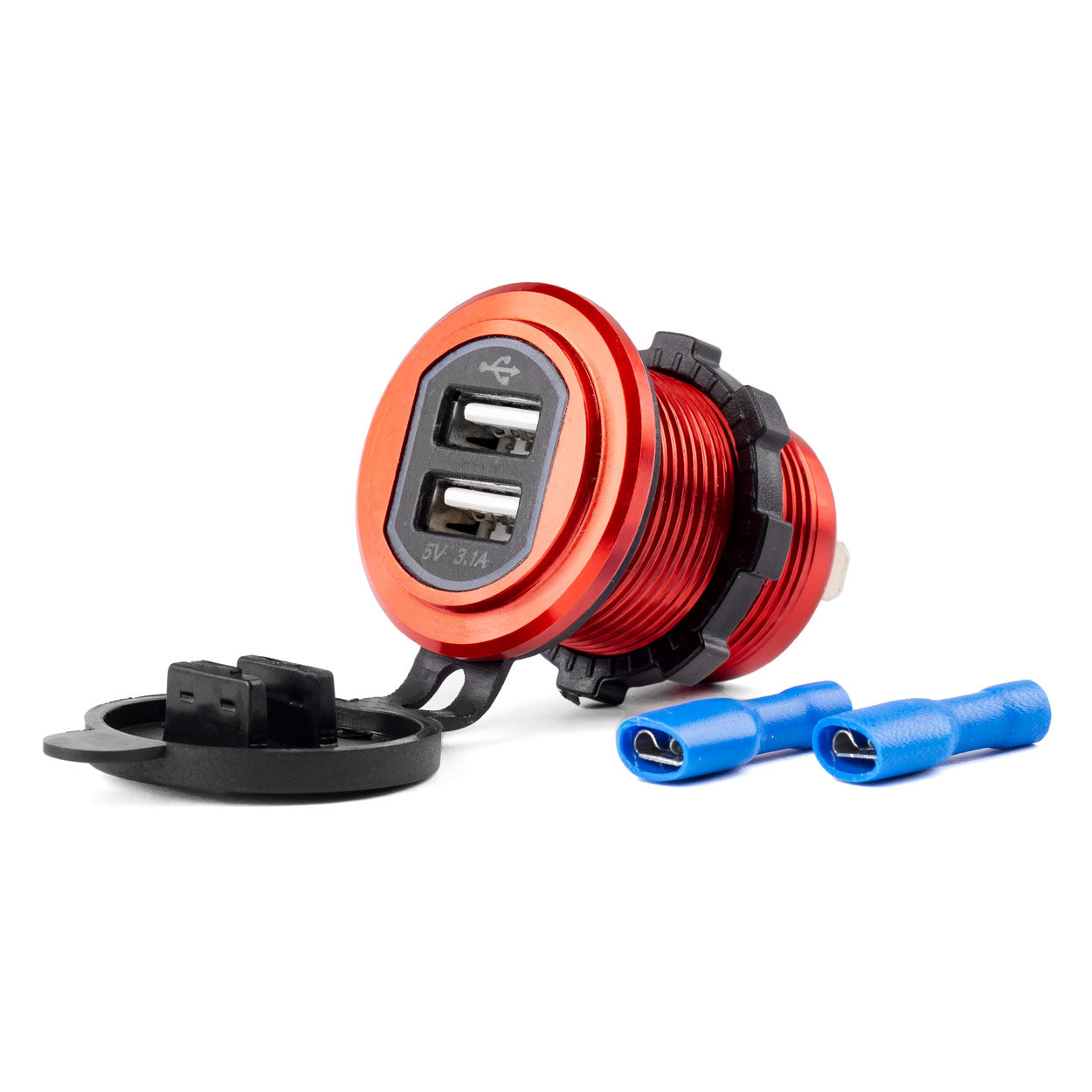Vandtæt USB-oplader med to porte til 12-24 V