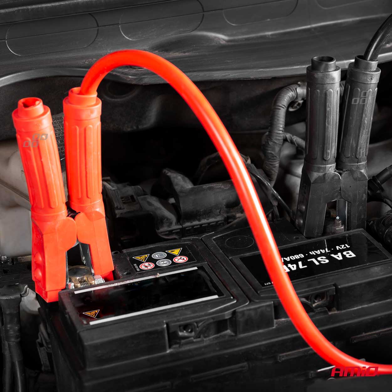 Cables de arranque con práctico estuche de almacenamiento