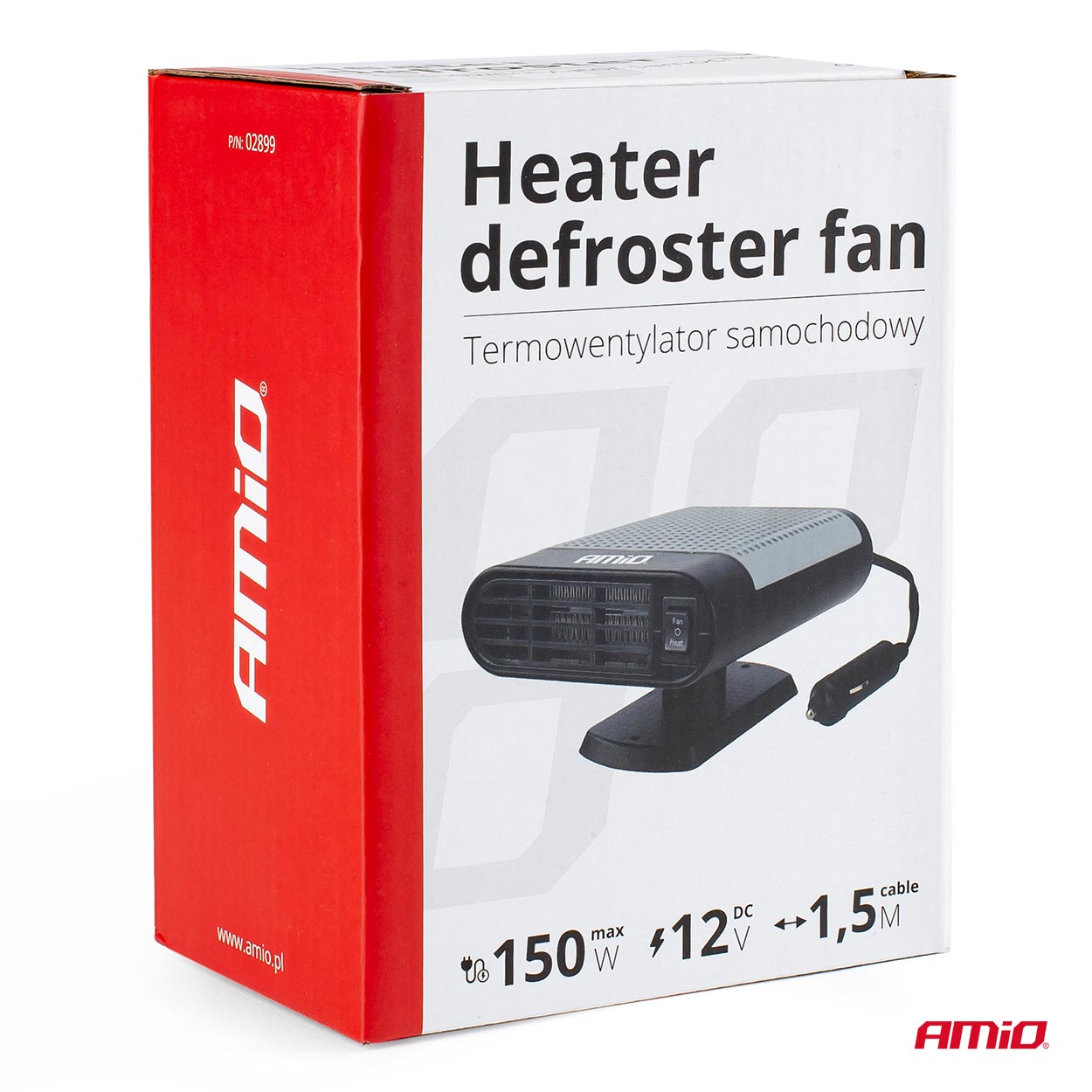 Varmeblæser og defroster med 150 W maksimal effekt