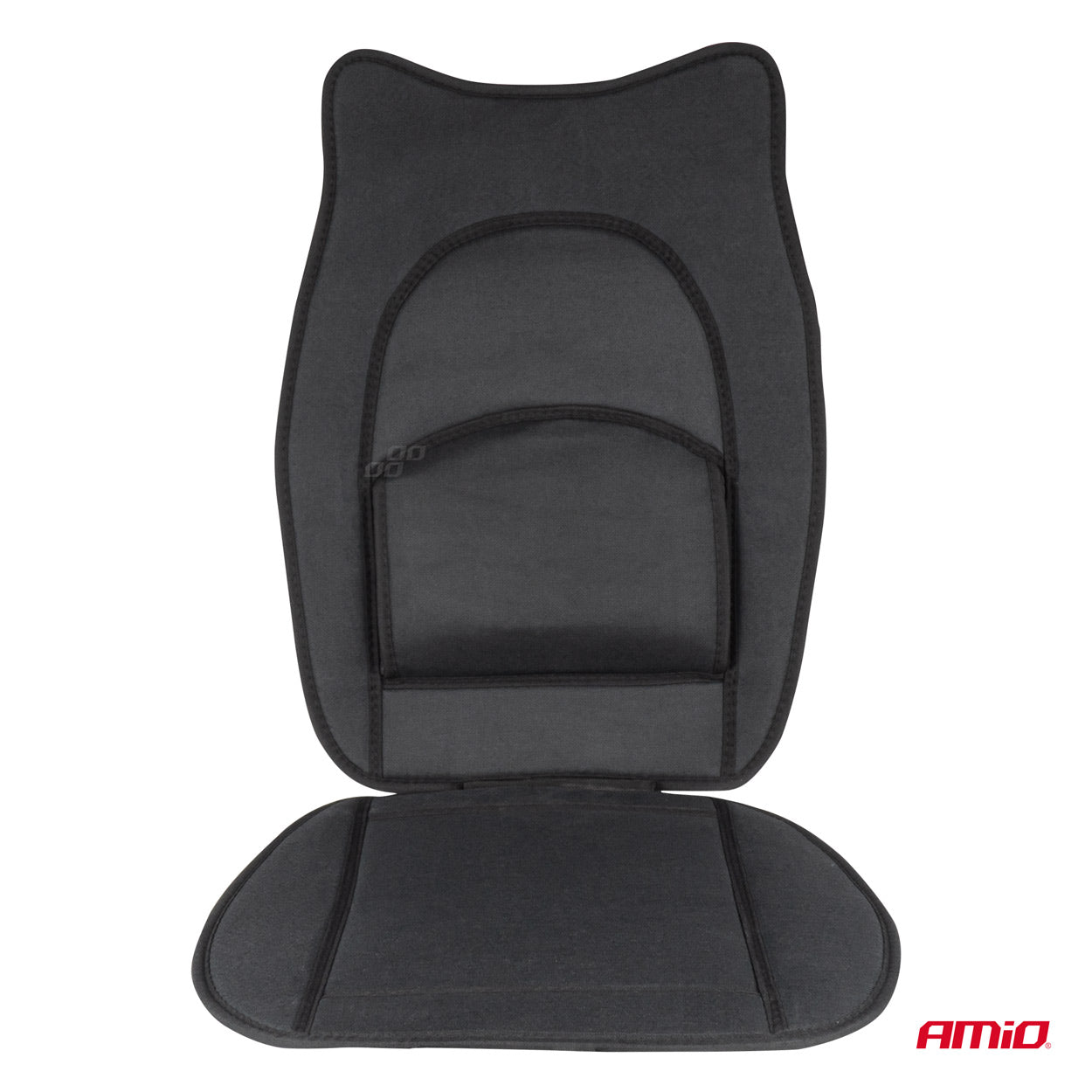 Cojín de asiento negro con respaldo y soporte lumbar