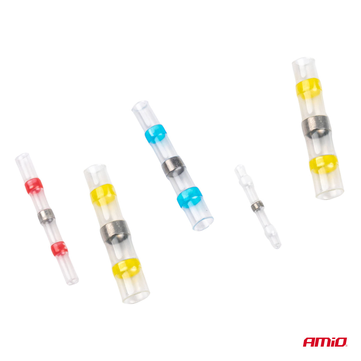 Conectores termorretráctiles con estaño y adhesivo termofusible.