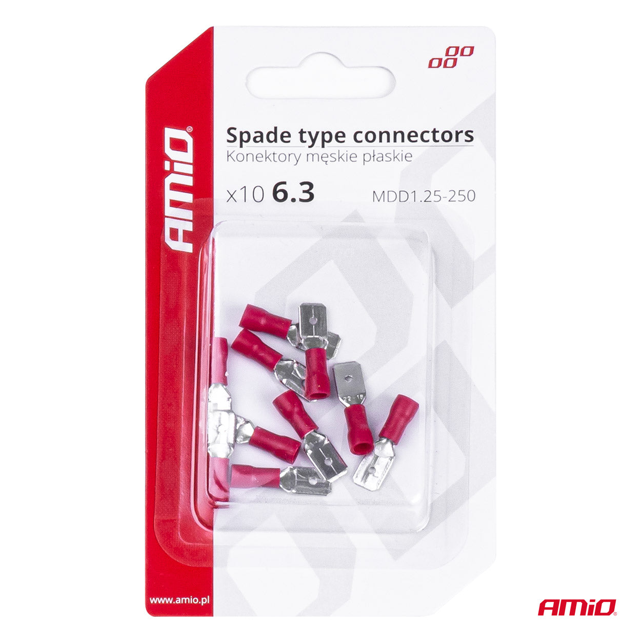 Han-fladstik med 6,3 mm bredde og PVC-isolering
