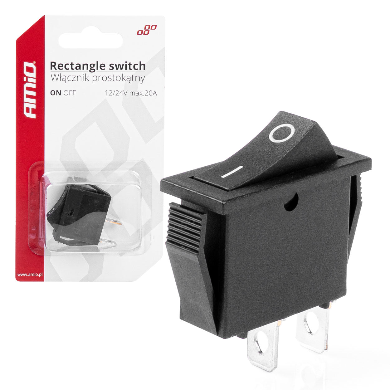 Interruptor rectangular negro 12 V 20 A con función ON/OFF