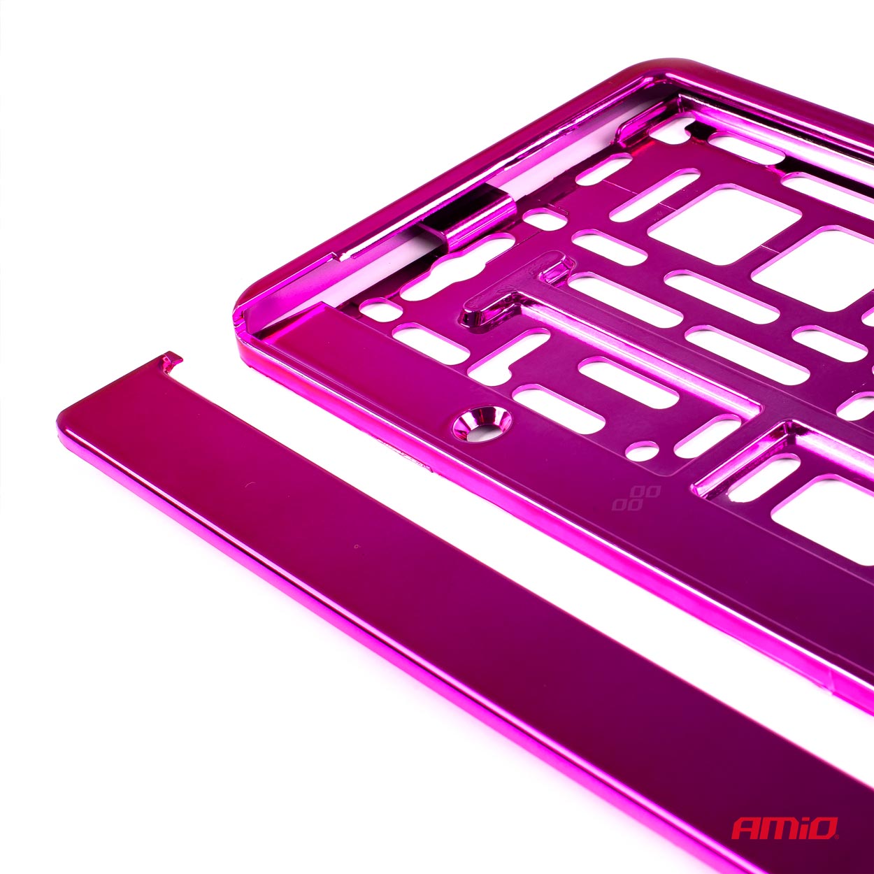 Pink metallic ramme til enkeltlinje-nummerplade