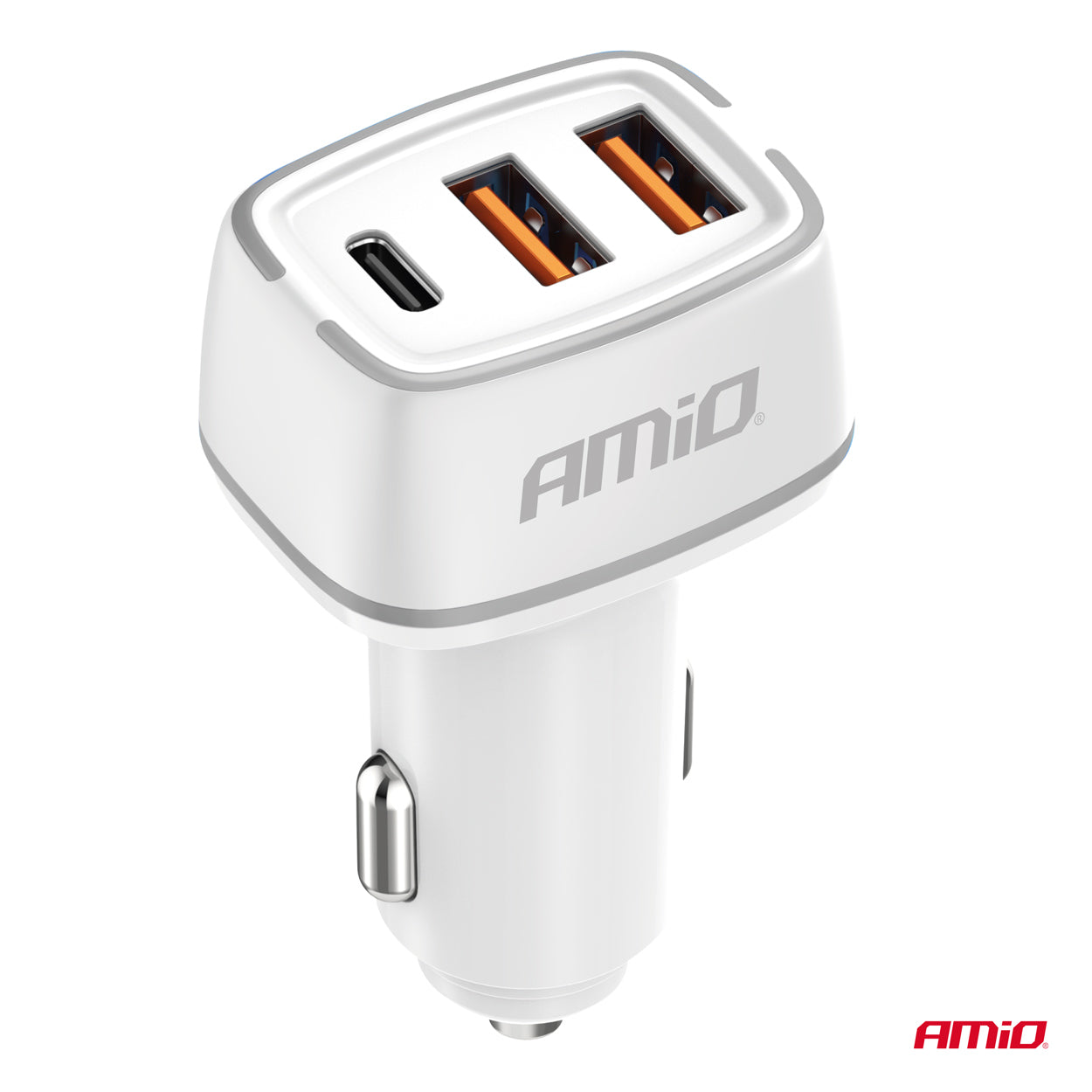 Billader med USB-A- og USB-C-porte til bilens cigarettænderstik