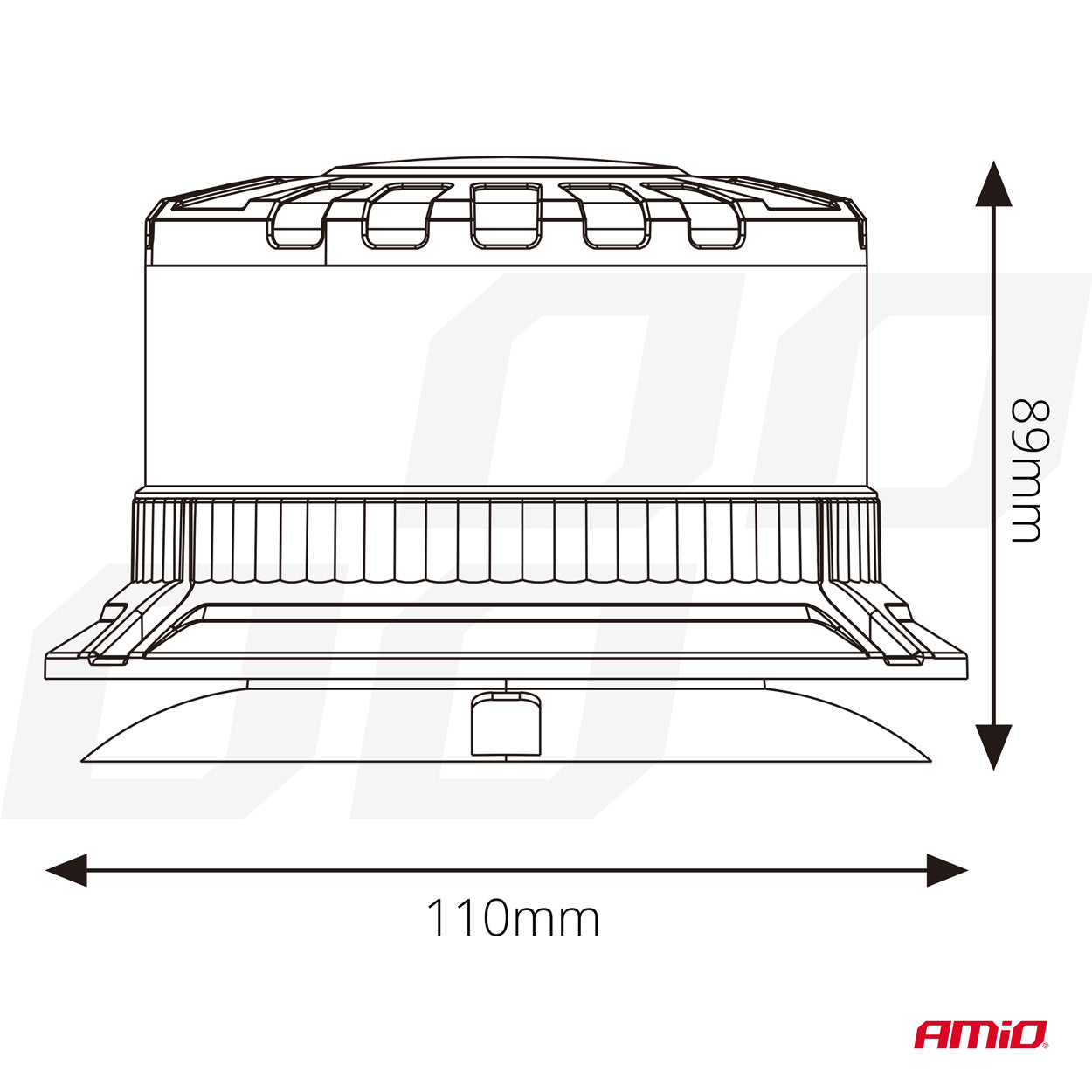 LED-advarselslampe W28M set ovenfra