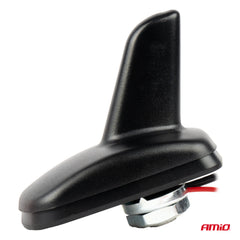 Shark fin-bilantenne i sort set fra siden