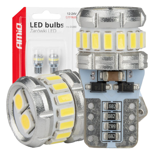 Bombilla LED T10 W5W con CANBUS y luz blanca
