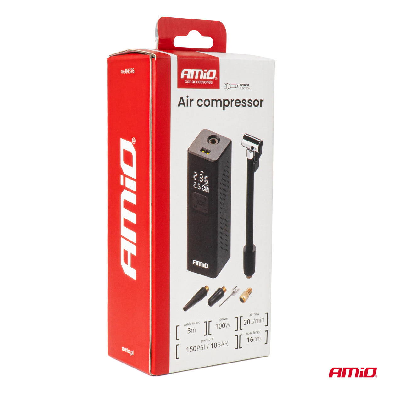 Dækkompressor 100W til bilens 12V-cigaretstik